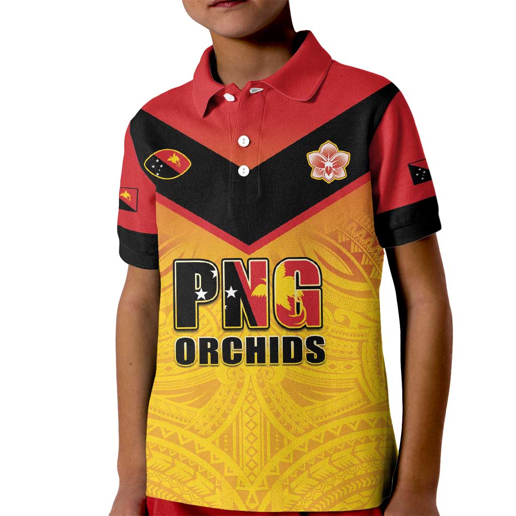 Papua New Guinea Rugby Custom Kid Polo Shirt Go Orchids Pacific Champions