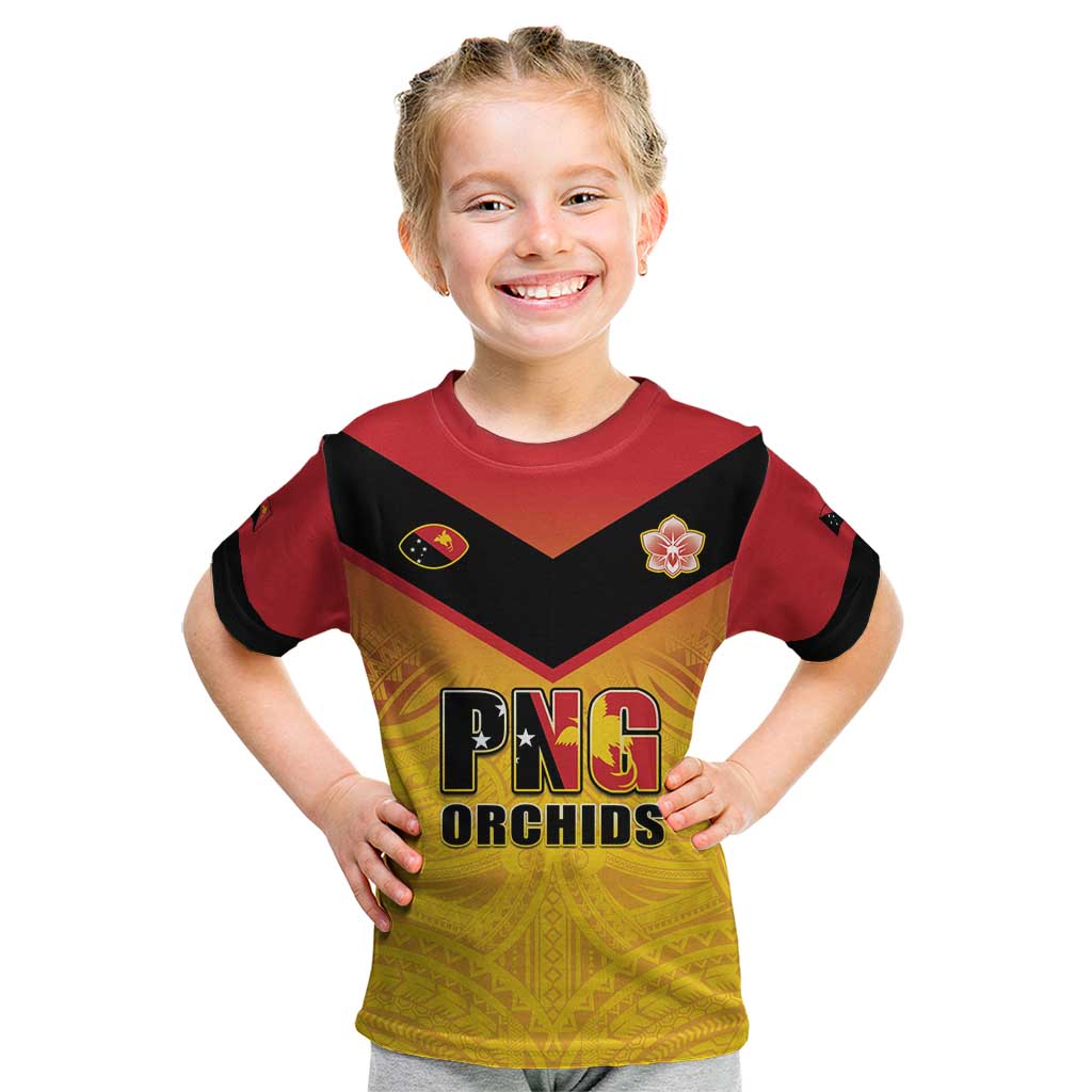 Papua New Guinea Rugby Custom Kid T Shirt Go Orchids Pacific Champions