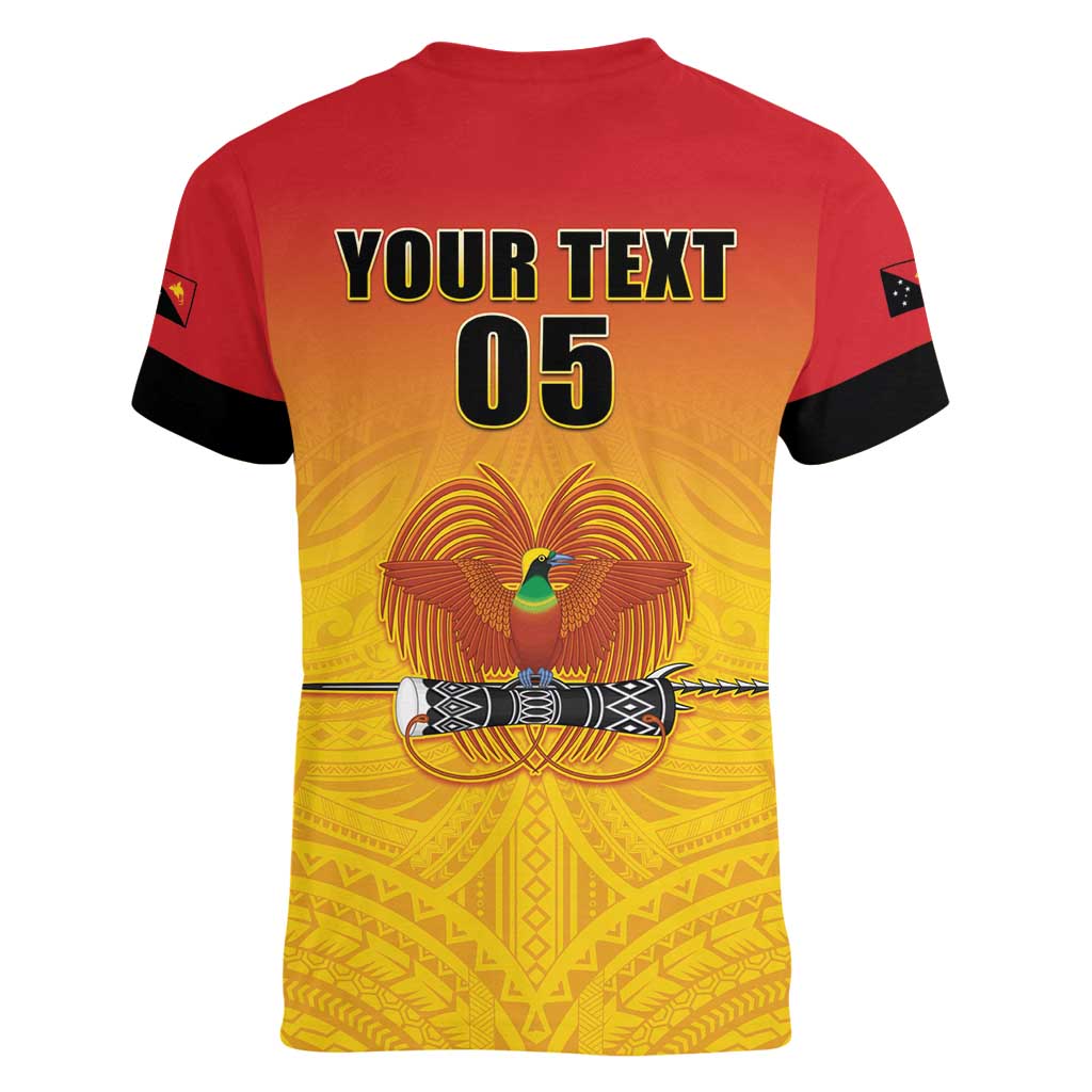 Papua New Guinea Rugby Custom Women V-Neck T-Shirt Go Orchids Pacific Champions LT05 - Polynesian Pride