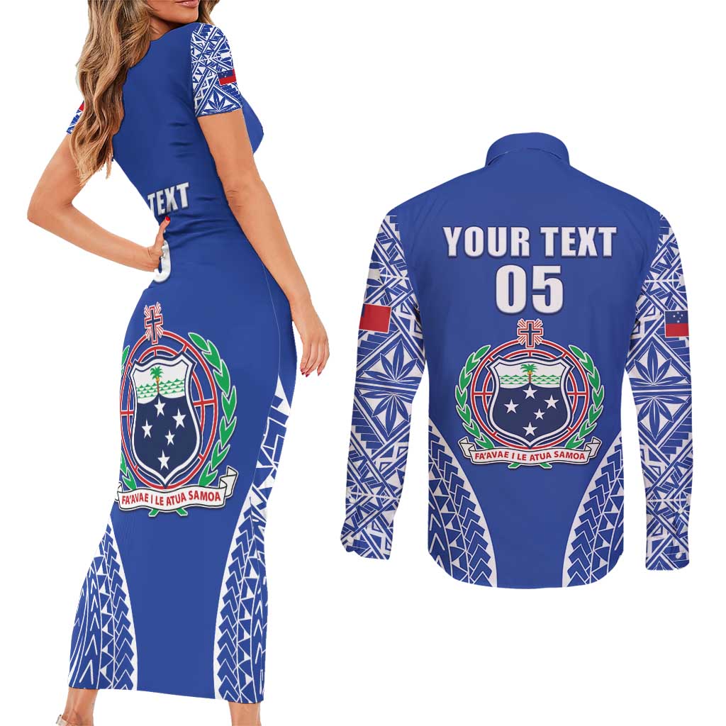 Fetu Samoa Rugby Custom Couples Matching Short Sleeve Bodycon Dress and Long Sleeve Button Shirt Go Champions