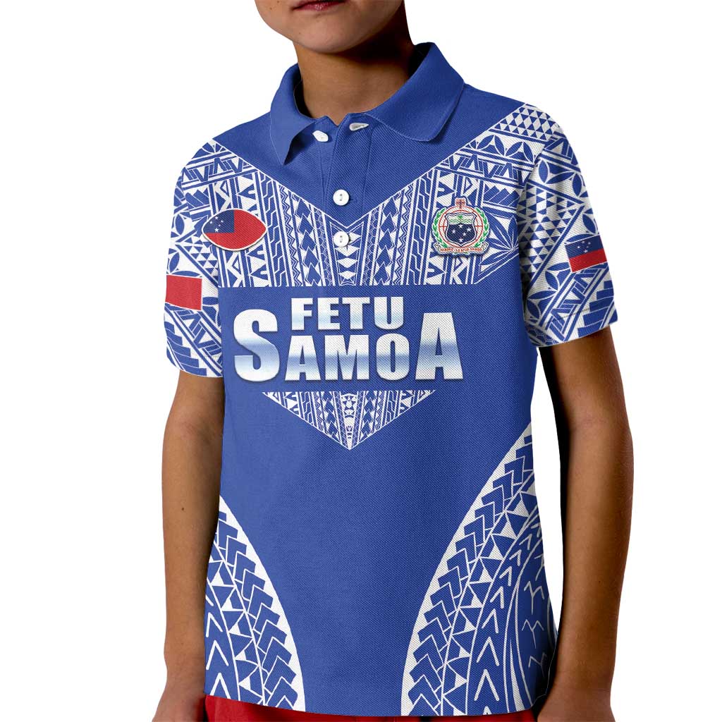Fetu Samoa Rugby Custom Kid Polo Shirt Go Champions LT05 Kid Blue - Polynesian Pride