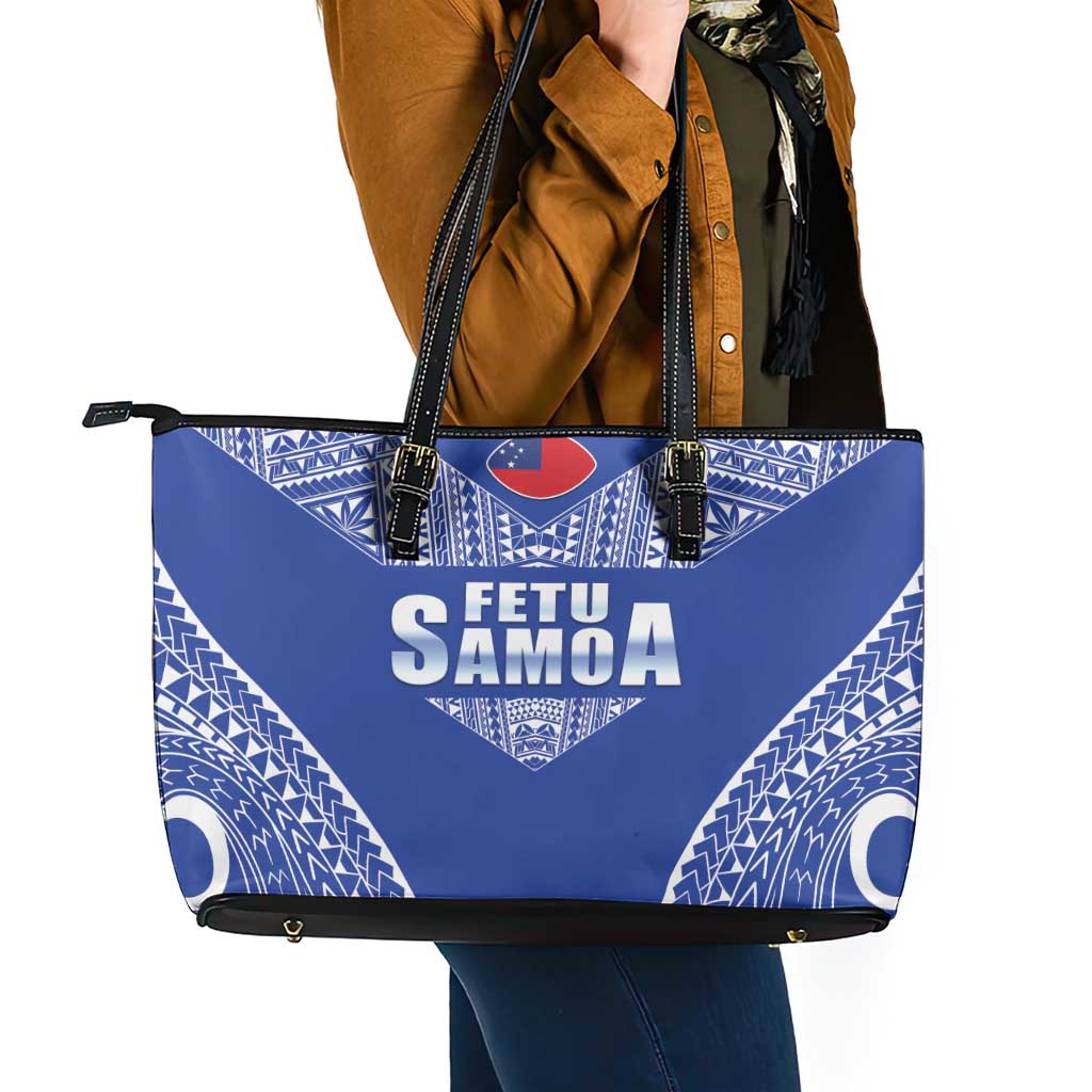 Fetu Samoa Rugby Leather Tote Bag Go Champions LT05 - Polynesian Pride