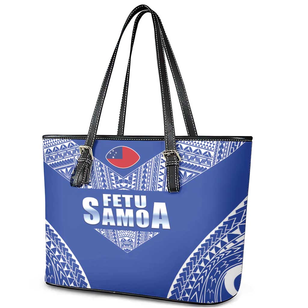 Fetu Samoa Rugby Leather Tote Bag Go Champions LT05 - Polynesian Pride