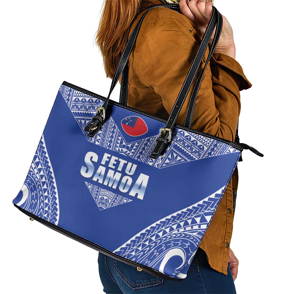 Fetu Samoa Rugby Leather Tote Bag Go Champions LT05 - Polynesian Pride