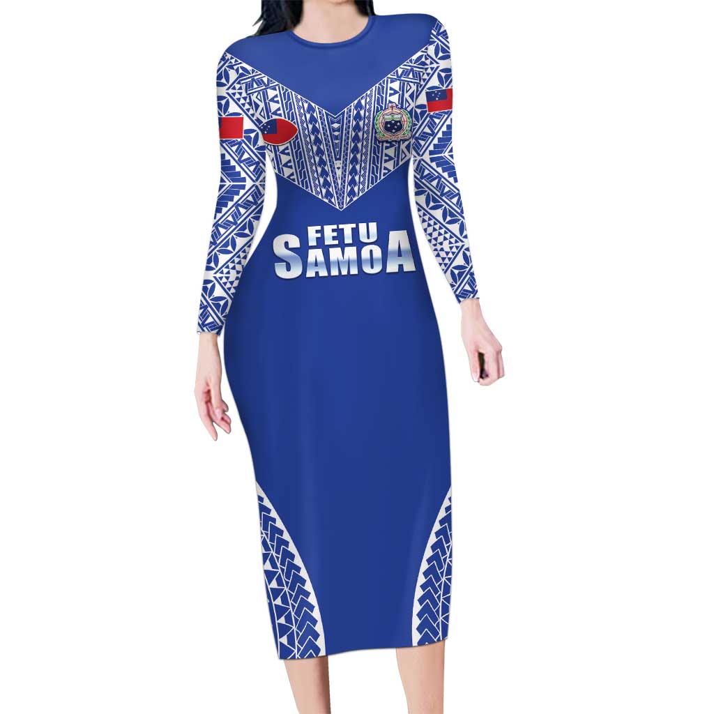 Fetu Samoa Rugby Custom Long Sleeve Bodycon Dress Go Champions