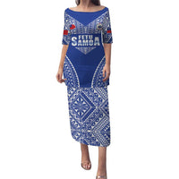 Fetu Samoa Rugby Custom Puletasi Go Champions LT05 Long Dress Blue - Polynesian Pride