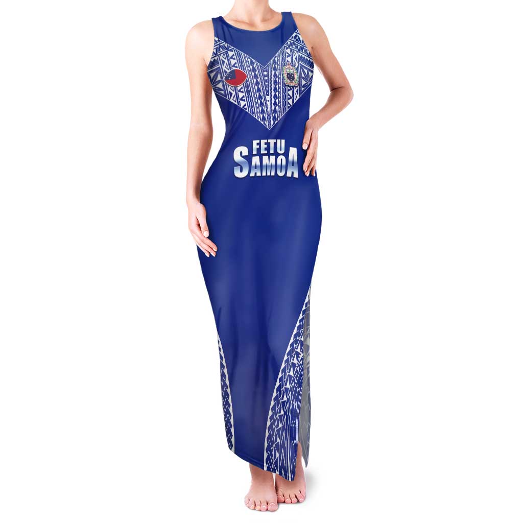 Fetu Samoa Rugby Custom Tank Maxi Dress Go Champions LT05 Women Blue - Polynesian Pride