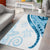 Blue Polynesian Tribal Turtle Floral Pattern Area Rug