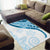 Blue Polynesian Tribal Turtle Floral Pattern Area Rug