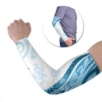 Blue Polynesian Tribal Turtle Floral Pattern Arm Sleeves - Polynesian Pride