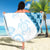 Blue Polynesian Tribal Turtle Floral Pattern Beach Blanket