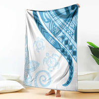 Blue Polynesian Tribal Turtle Floral Pattern Blanket