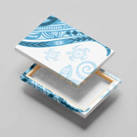 Blue Polynesian Tribal Turtle Floral Pattern Canvas Wall Art