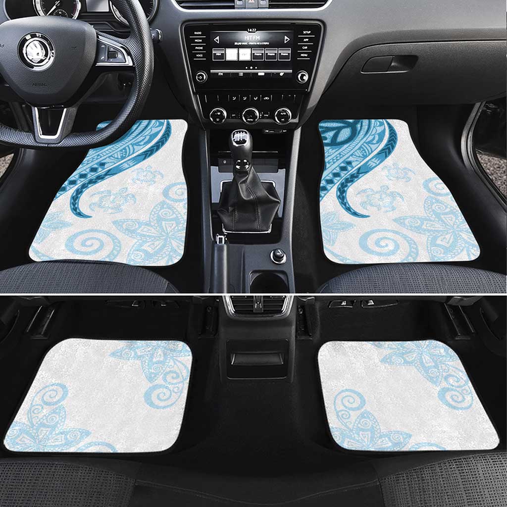 Blue Polynesian Tribal Turtle Floral Pattern Car Mats LT05 Set 4pcs Blue - Polynesian Pride