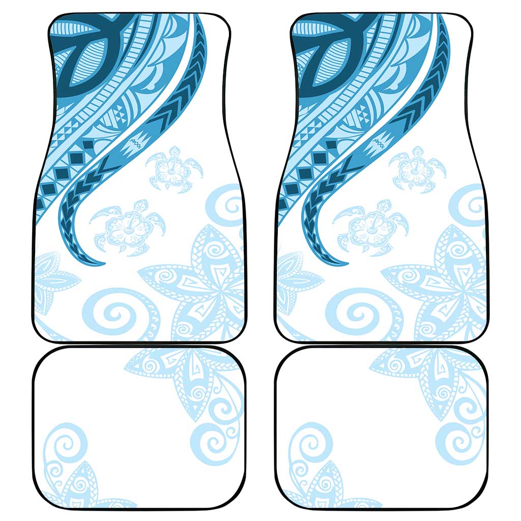 Blue Polynesian Tribal Turtle Floral Pattern Car Mats LT05 - Polynesian Pride