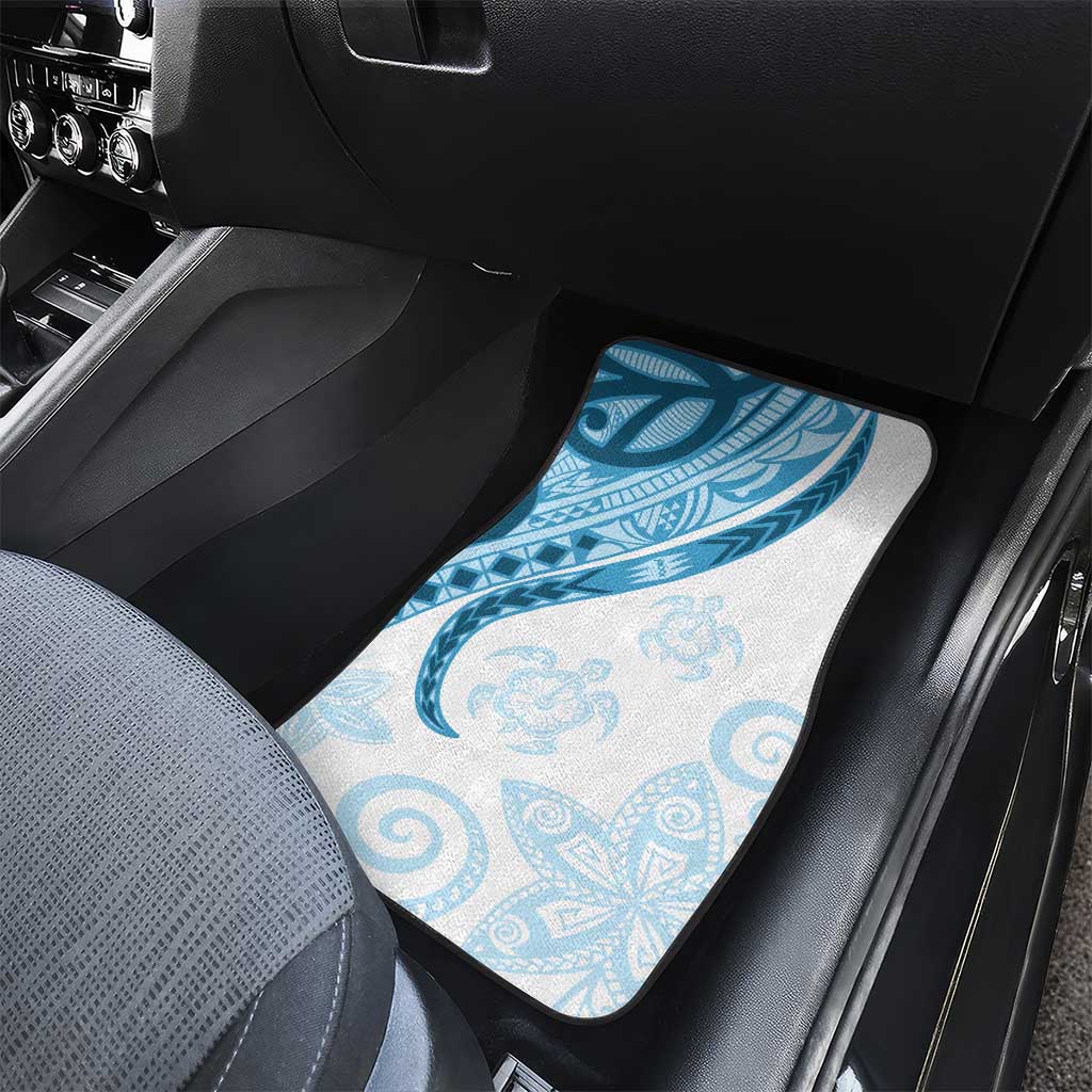 Blue Polynesian Tribal Turtle Floral Pattern Car Mats LT05 - Polynesian Pride
