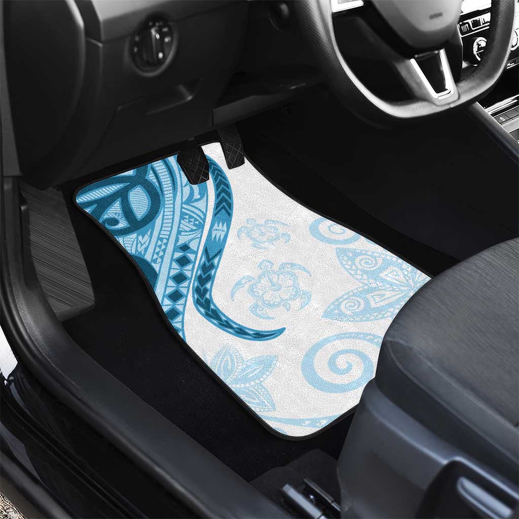 Blue Polynesian Tribal Turtle Floral Pattern Car Mats LT05 - Polynesian Pride