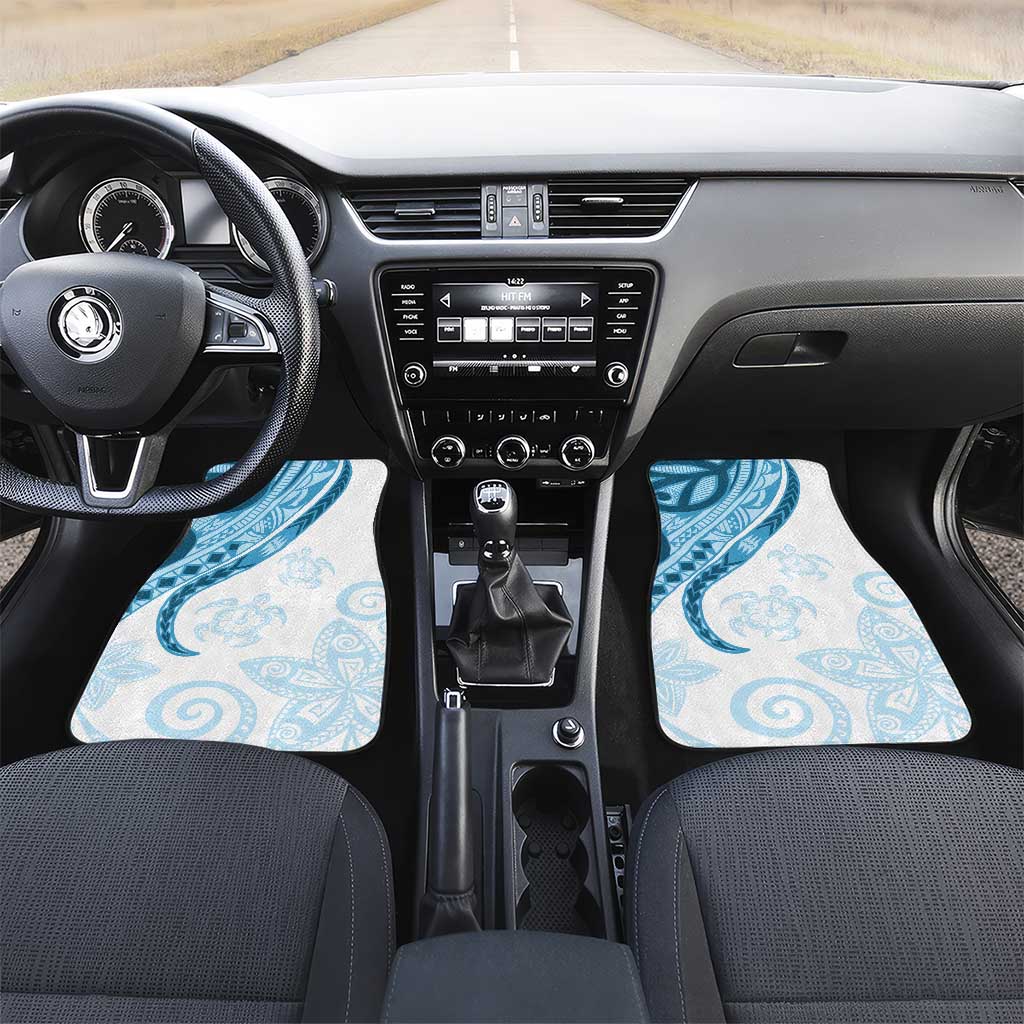 Blue Polynesian Tribal Turtle Floral Pattern Car Mats LT05 Set 2pcs - Front Blue - Polynesian Pride