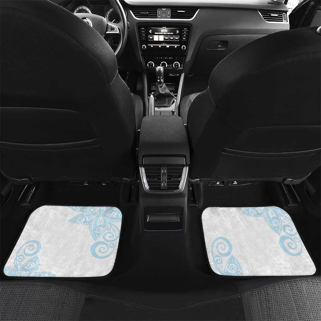 Blue Polynesian Tribal Turtle Floral Pattern Car Mats LT05 Set 2pcs - Back Blue - Polynesian Pride