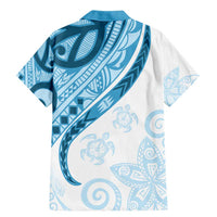 Blue Polynesian Tribal Turtle Floral Pattern Family Matching Mermaid Dress and Hawaiian Shirt LT05 - Polynesian Pride