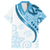 Blue Polynesian Tribal Turtle Floral Pattern Family Matching Off The Shoulder Long Sleeve Dress and Hawaiian Shirt