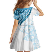 Blue Polynesian Tribal Turtle Floral Pattern Family Matching Off Shoulder Short Dress and Hawaiian Shirt LT05 - Polynesian Pride