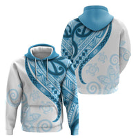 Blue Polynesian Tribal Turtle Floral Pattern Hoodie