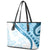 Blue Polynesian Tribal Turtle Floral Pattern Leather Tote Bag