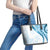 Blue Polynesian Tribal Turtle Floral Pattern Leather Tote Bag