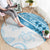 Blue Polynesian Tribal Turtle Floral Pattern Round Carpet