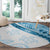 Blue Polynesian Tribal Turtle Floral Pattern Round Carpet