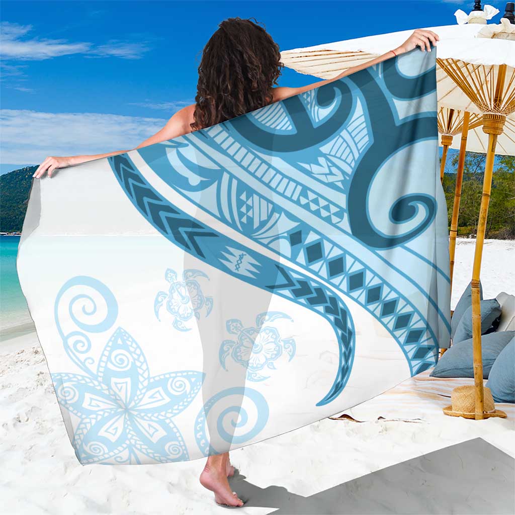 Blue Polynesian Tribal Turtle Floral Pattern Sarong