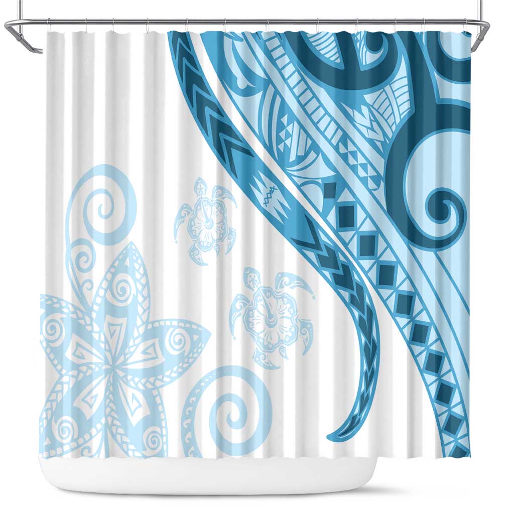 Blue Polynesian Tribal Turtle Floral Pattern Shower Curtain LT05 Blue - Polynesian Pride