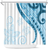Blue Polynesian Tribal Turtle Floral Pattern Shower Curtain LT05 Blue - Polynesian Pride