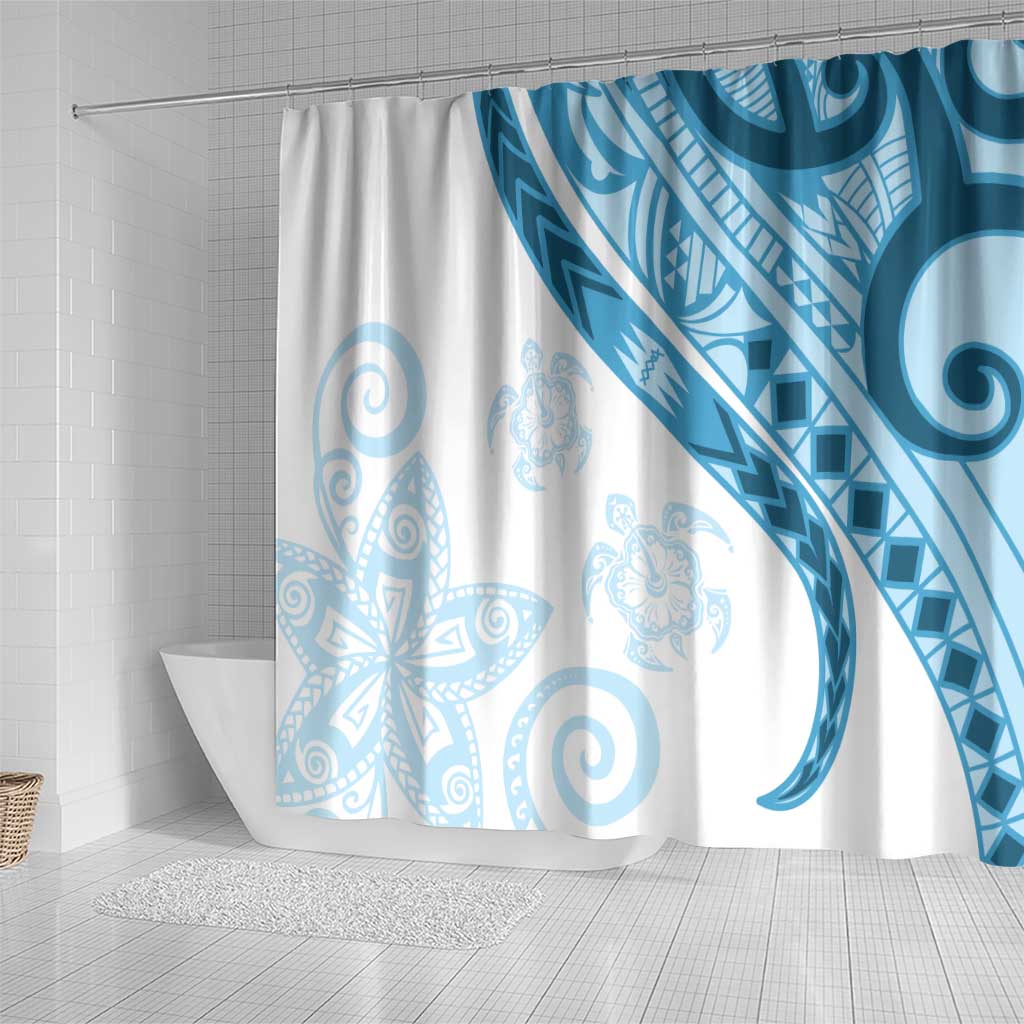 Blue Polynesian Tribal Turtle Floral Pattern Shower Curtain LT05 - Polynesian Pride