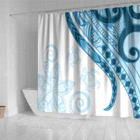 Blue Polynesian Tribal Turtle Floral Pattern Shower Curtain LT05 - Polynesian Pride
