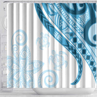 Blue Polynesian Tribal Turtle Floral Pattern Shower Curtain LT05 - Polynesian Pride
