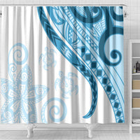 Blue Polynesian Tribal Turtle Floral Pattern Shower Curtain LT05 - Polynesian Pride