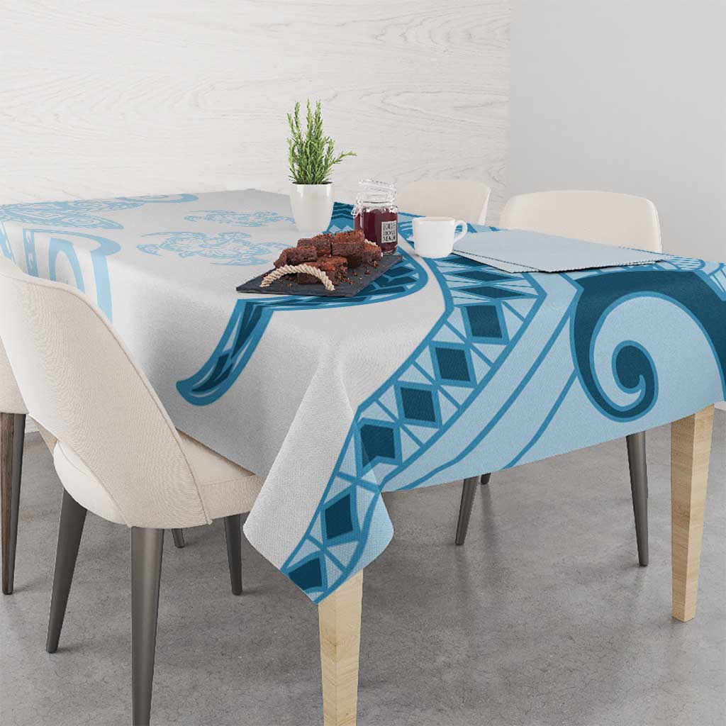 Blue Polynesian Tribal Turtle Floral Pattern Tablecloth LT05 - Polynesian Pride