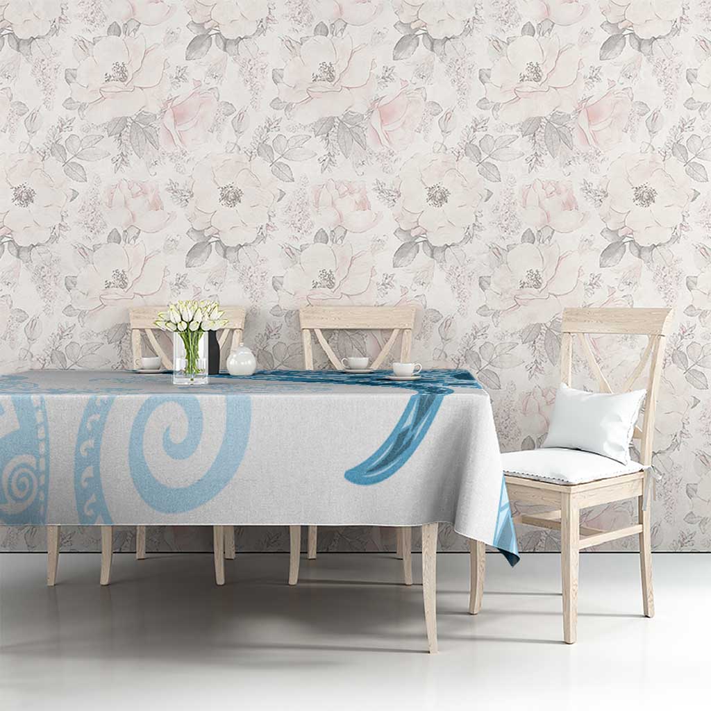 Blue Polynesian Tribal Turtle Floral Pattern Tablecloth LT05 - Polynesian Pride