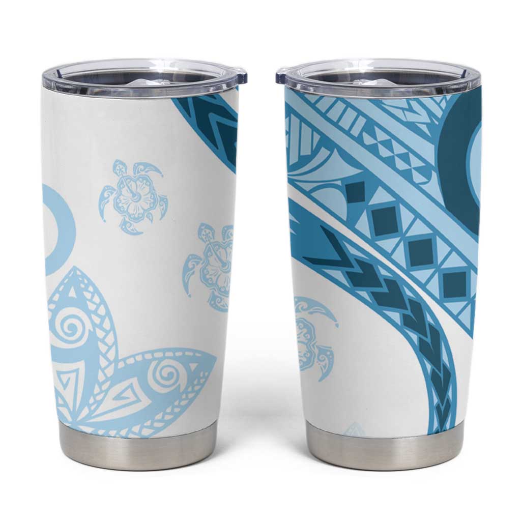 Blue Polynesian Tribal Turtle Floral Pattern Tumbler Cup