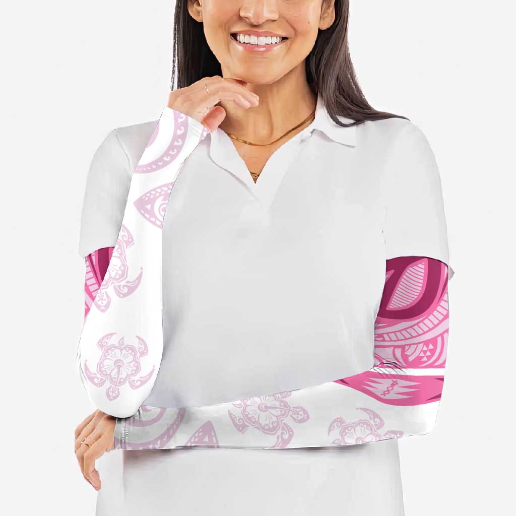 Rose Pink Polynesian Tribal Turtle Floral Pattern Arm Sleeves - Polynesian Pride