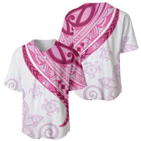 Rose Pink Polynesian Tribal Turtle Floral Pattern Baseball Jersey LT05 - Polynesian Pride