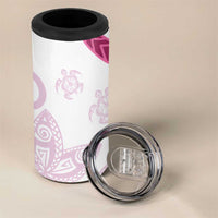 Rose Pink Polynesian Tribal Turtle Floral Pattern 4 in 1 Can Cooler Tumbler LT05 - Polynesian Pride