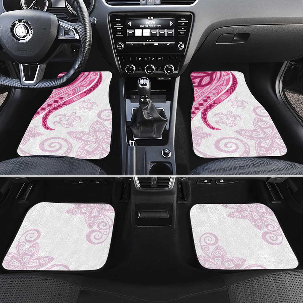 Rose Pink Polynesian Tribal Turtle Floral Pattern Car Mats LT05 Set 4pcs Pink - Polynesian Pride