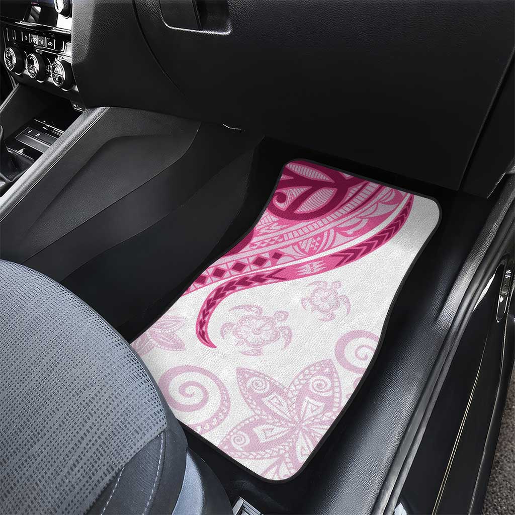 Rose Pink Polynesian Tribal Turtle Floral Pattern Car Mats LT05 - Polynesian Pride