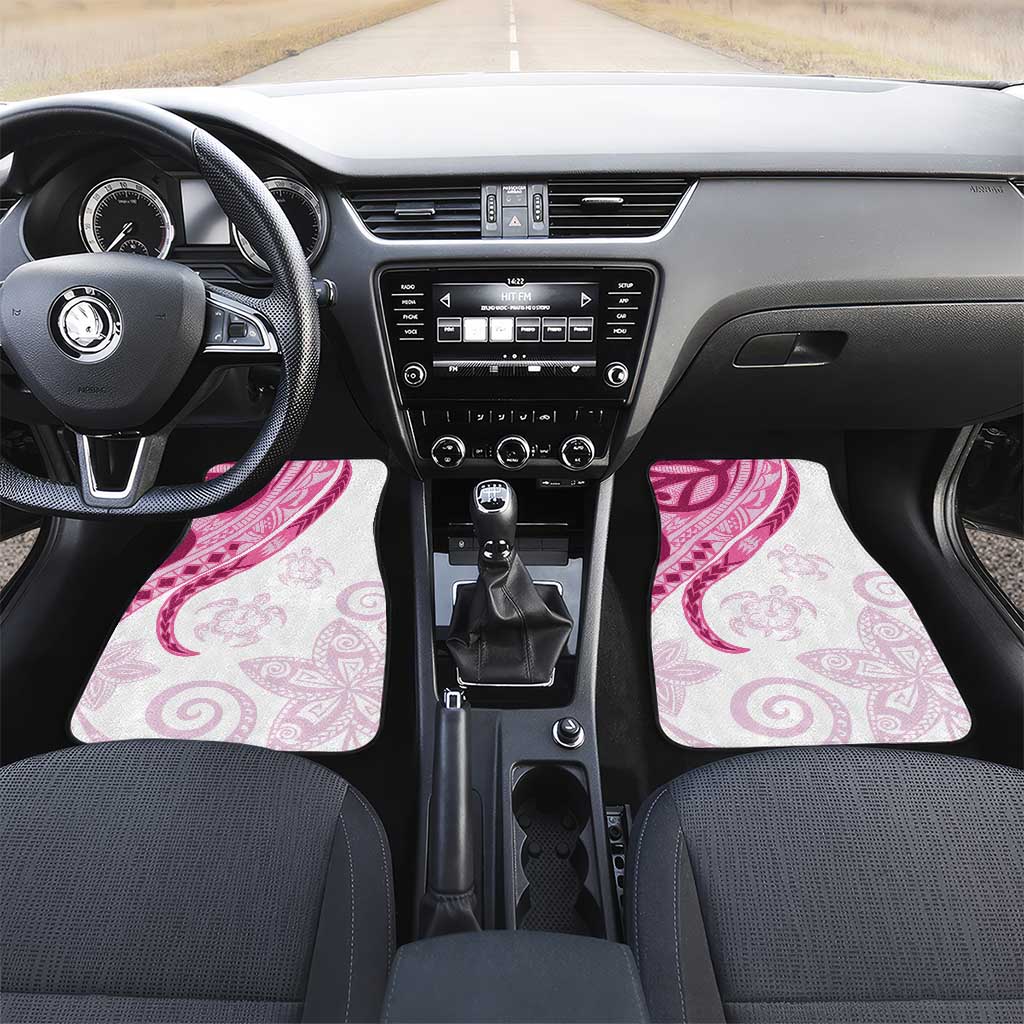 Rose Pink Polynesian Tribal Turtle Floral Pattern Car Mats LT05 Set 2pcs - Front Pink - Polynesian Pride