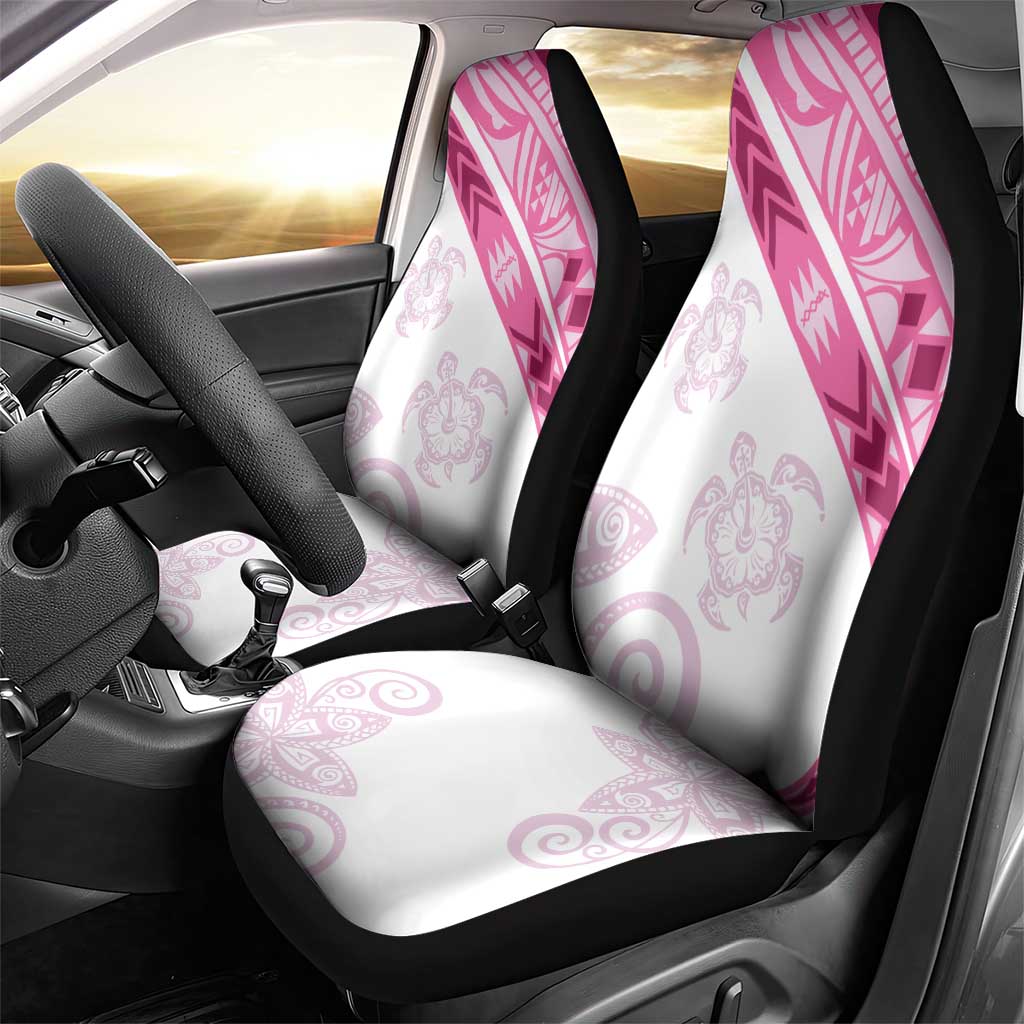 Rose Pink Polynesian Tribal Turtle Floral Pattern Car Seat Cover