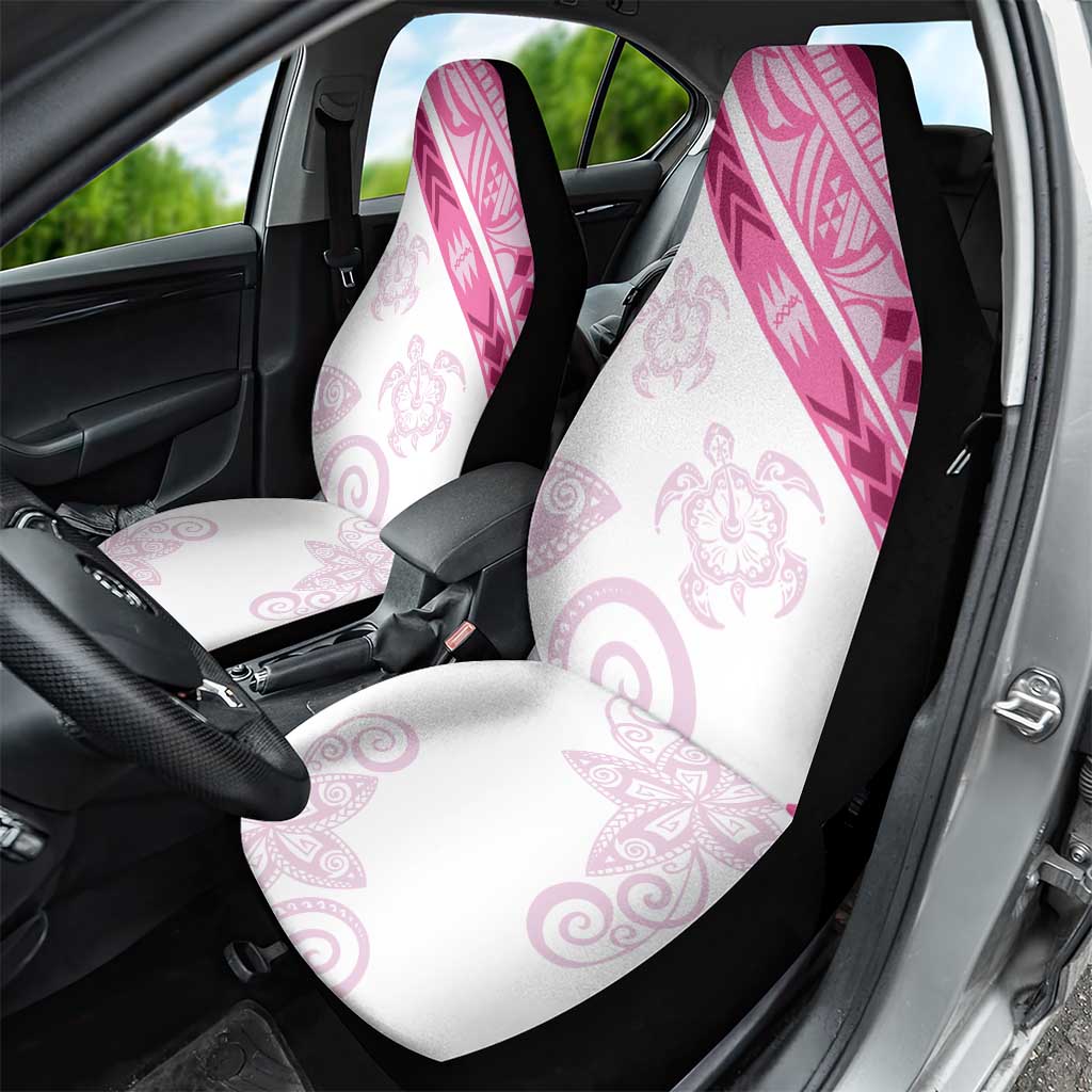 Rose Pink Polynesian Tribal Turtle Floral Pattern Car Seat Cover
