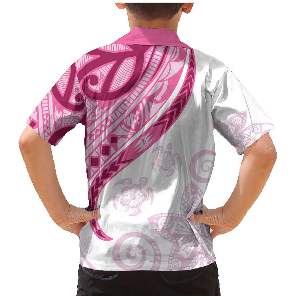 Rose Pink Polynesian Tribal Turtle Floral Pattern Family Matching Mermaid Dress and Hawaiian Shirt LT05 - Polynesian Pride